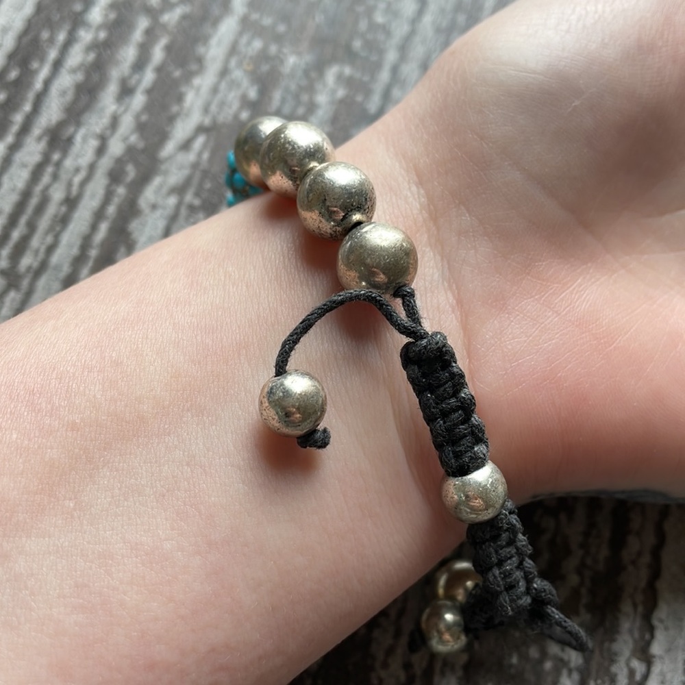 Turquoise Rhinestone Adjustable Bracelet - Picture 2 of 4